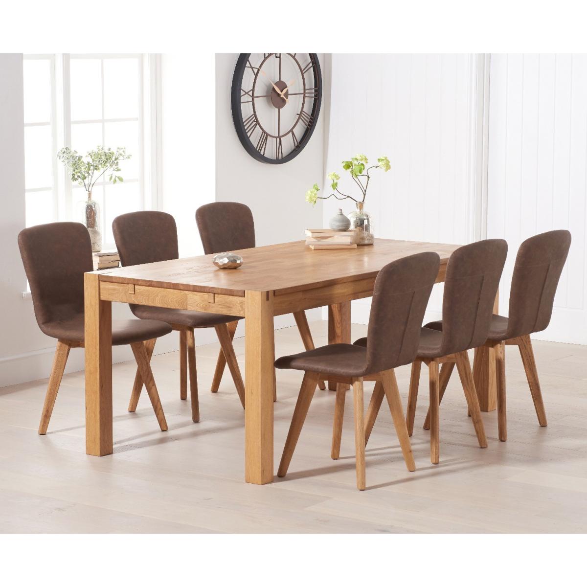 Verona 150cm Oak Table With 6 Grey Ruben Faux Leather Chairs – image 3