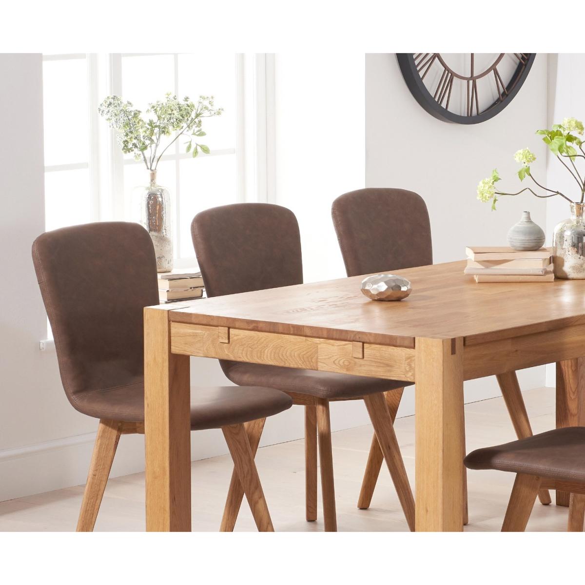 Verona 150cm Oak Table With 6 Grey Ruben Faux Leather Chairs – image 4