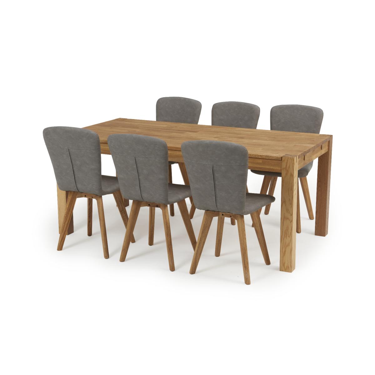 Verona 150cm Oak Table With 6 Grey Ruben Faux Leather Chairs – image 9