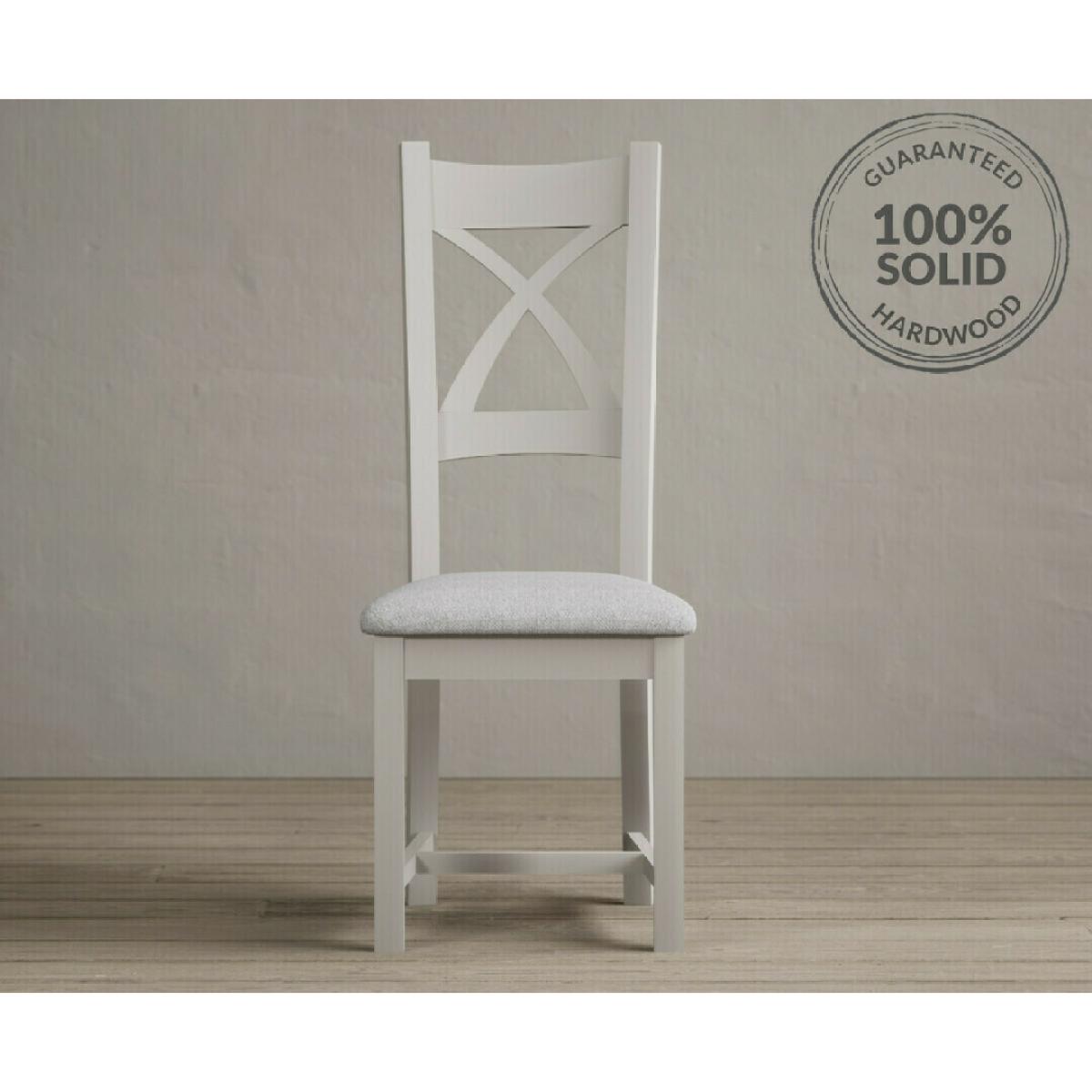 Hertford 120cm Fixed Top Oak and Soft White Painted Dining Table with 4 Brown Natural Solid Oak Chairs – image 31