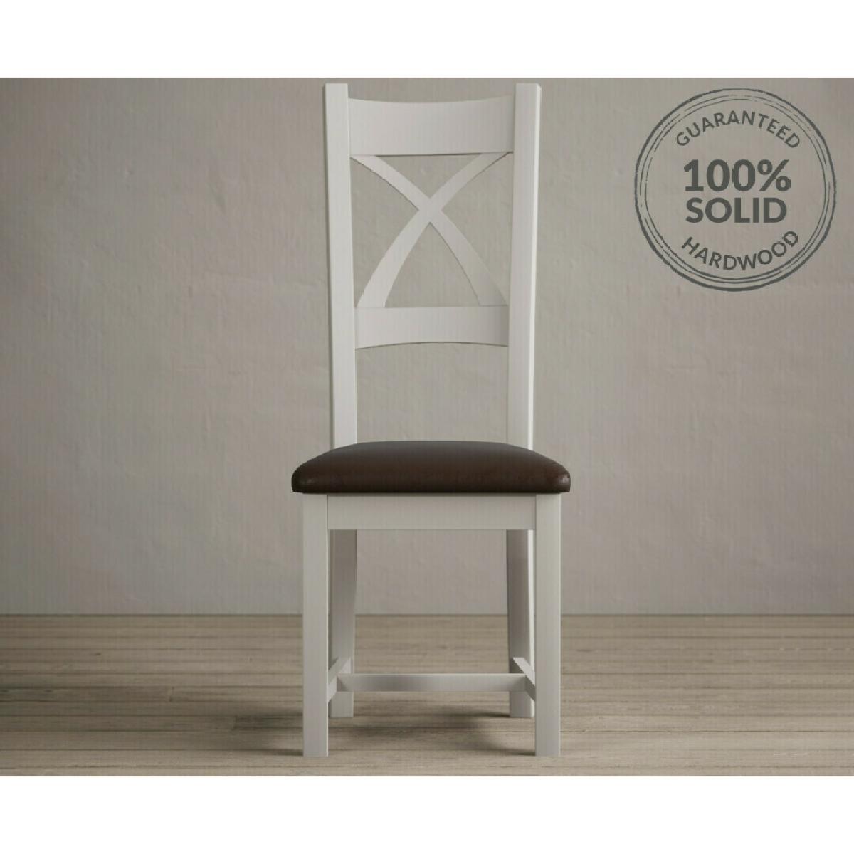 Hertford 120cm Fixed Top Oak and Soft White Painted Dining Table with 4 Brown Natural Solid Oak Chairs – image 32