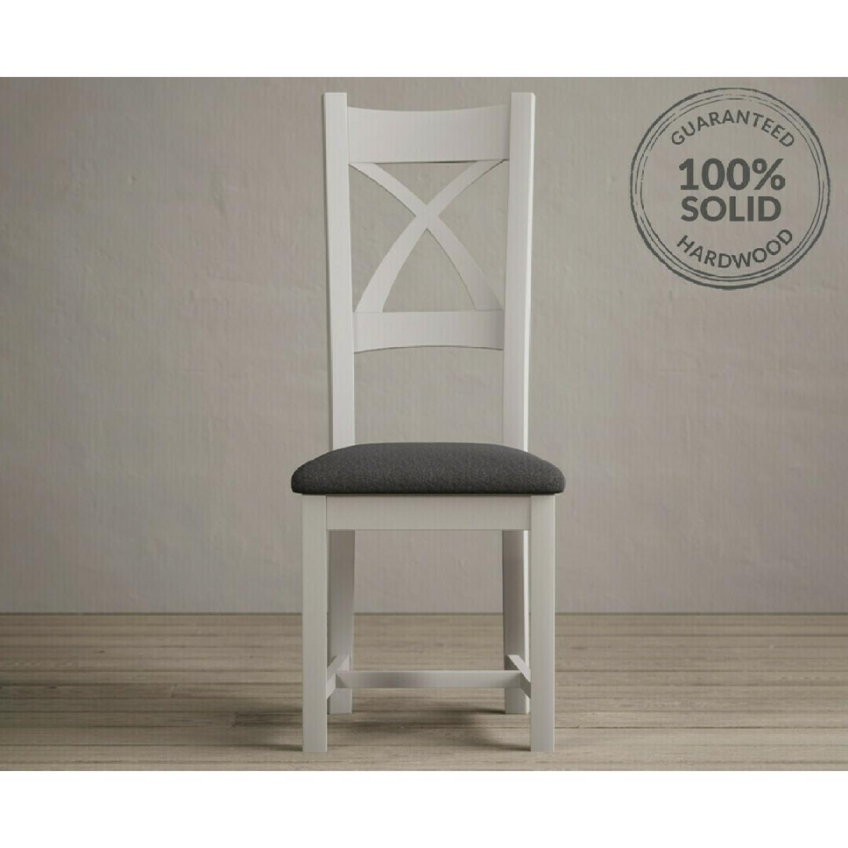 Hertford 120cm Fixed Top Oak and Soft White Painted Dining Table with 4 Brown Natural Solid Oak Chairs – image 33