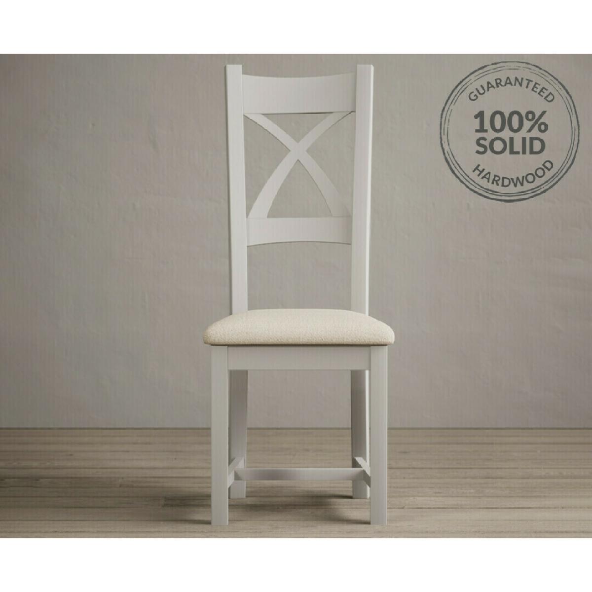 Hertford 120cm Fixed Top Oak and Soft White Painted Dining Table with 4 Brown Natural Solid Oak Chairs – image 35