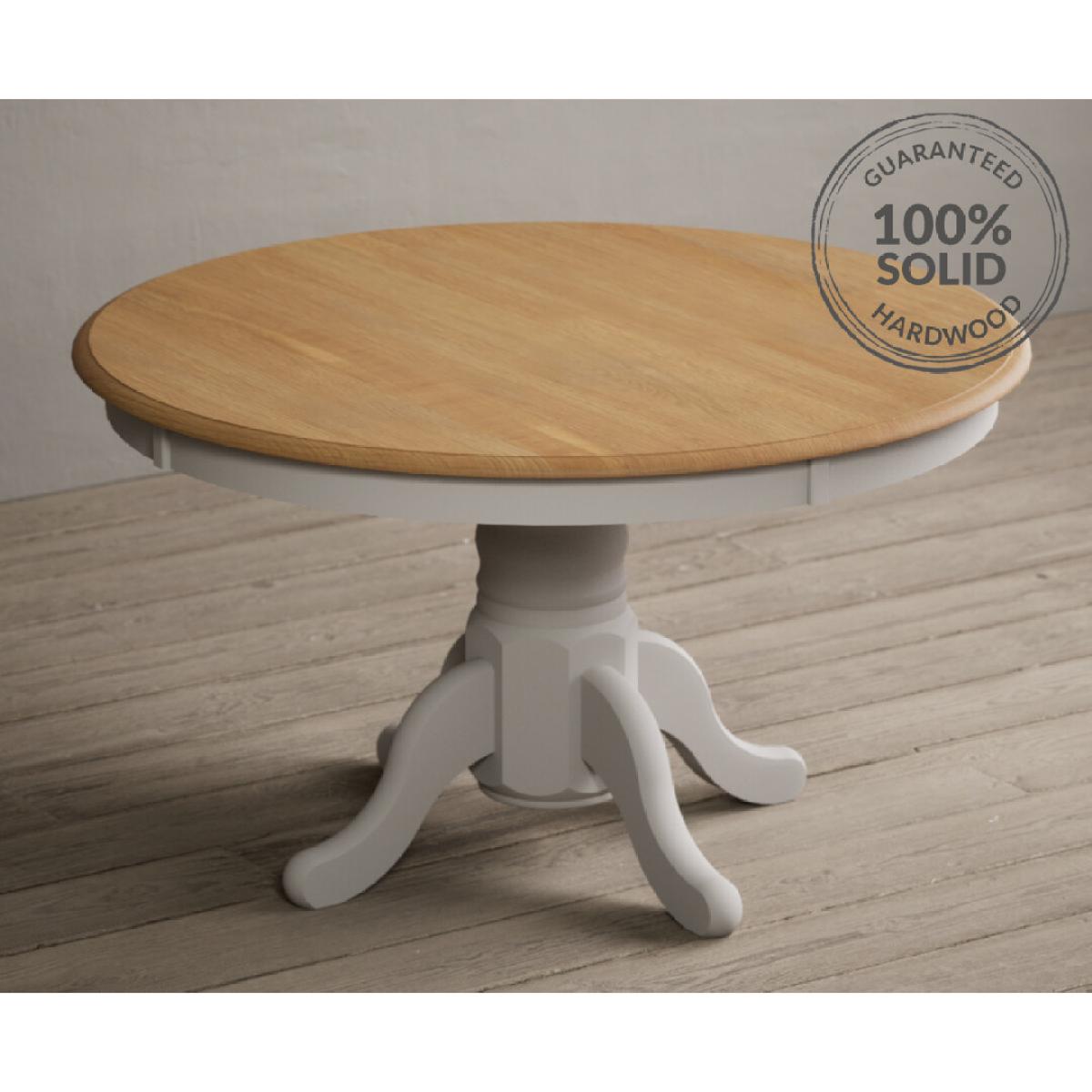Hertford 120cm Fixed Top Oak and Soft White Painted Dining Table with 4 Brown Natural Solid Oak Chairs – image 40