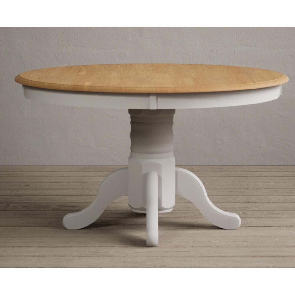 Hertford 120cm Fixed Top Oak and Soft White Painted Dining Table with 4 Brown Natural Solid Oak Chairs – image 41