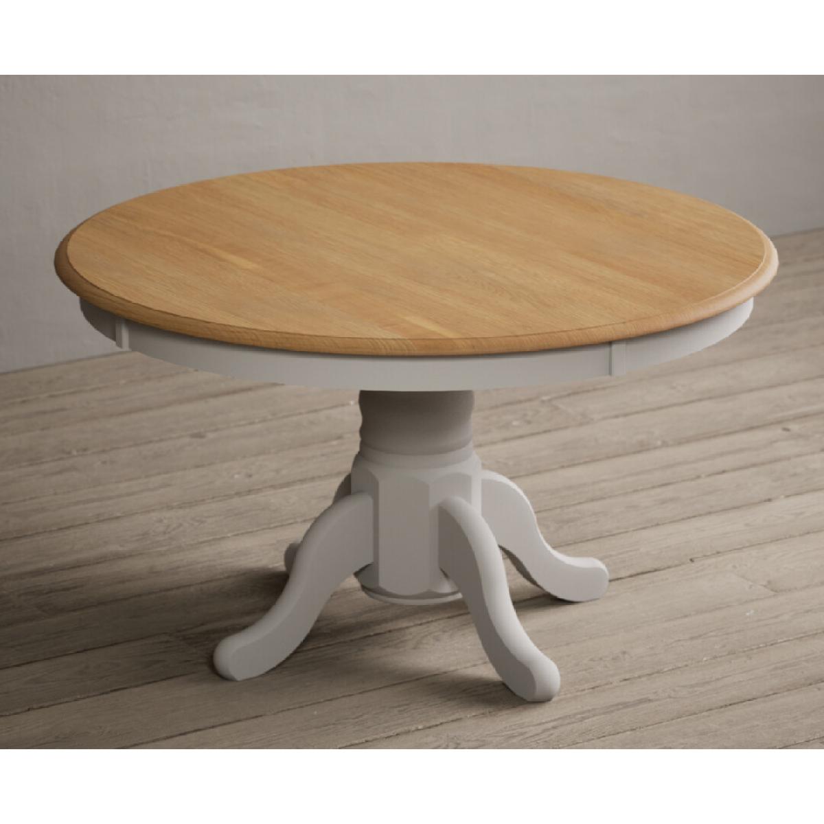 Hertford 120cm Fixed Top Oak and Soft White Painted Dining Table with 4 Brown Natural Solid Oak Chairs – image 42