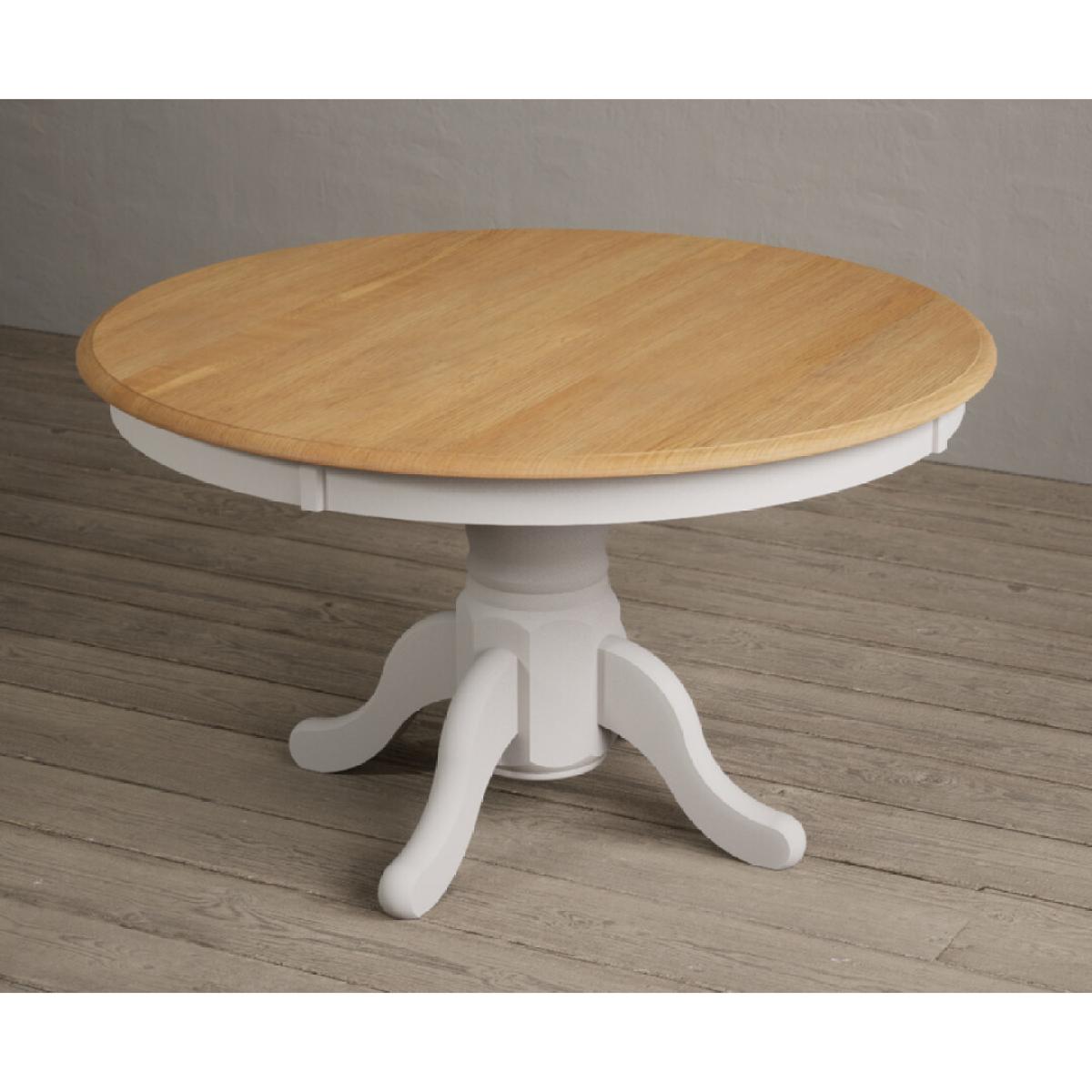 Hertford 120cm Fixed Top Oak and Soft White Painted Dining Table with 4 Brown Natural Solid Oak Chairs – image 43