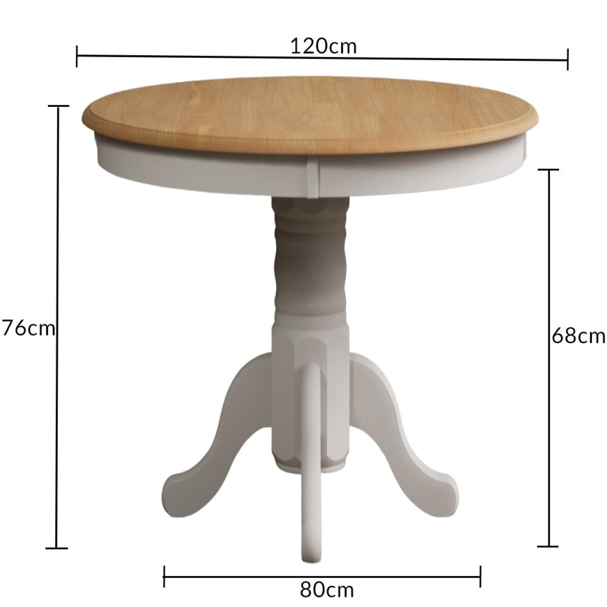 Hertford 120cm Fixed Top Oak and Soft White Painted Dining Table with 4 Brown Natural Solid Oak Chairs – image 44