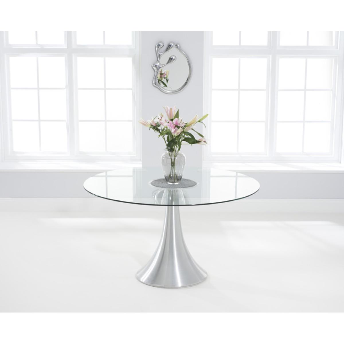 Paloma 135cm Round Glass Dining Table With 4 Black Cavello Chairs – image 2