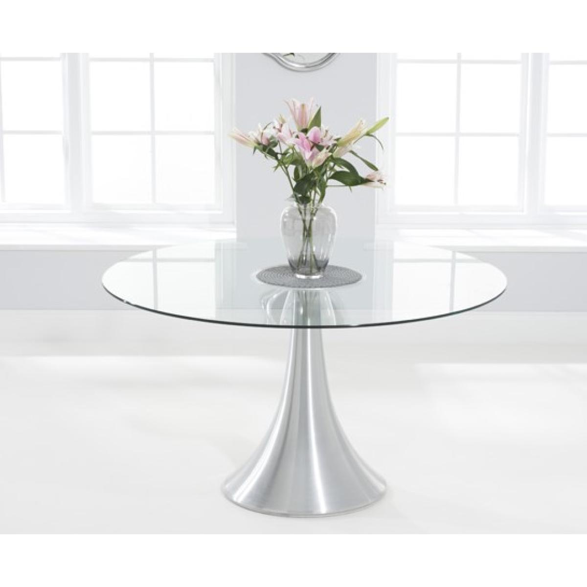 Paloma 135cm Round Glass Dining Table With 4 Black Cavello Chairs – image 11
