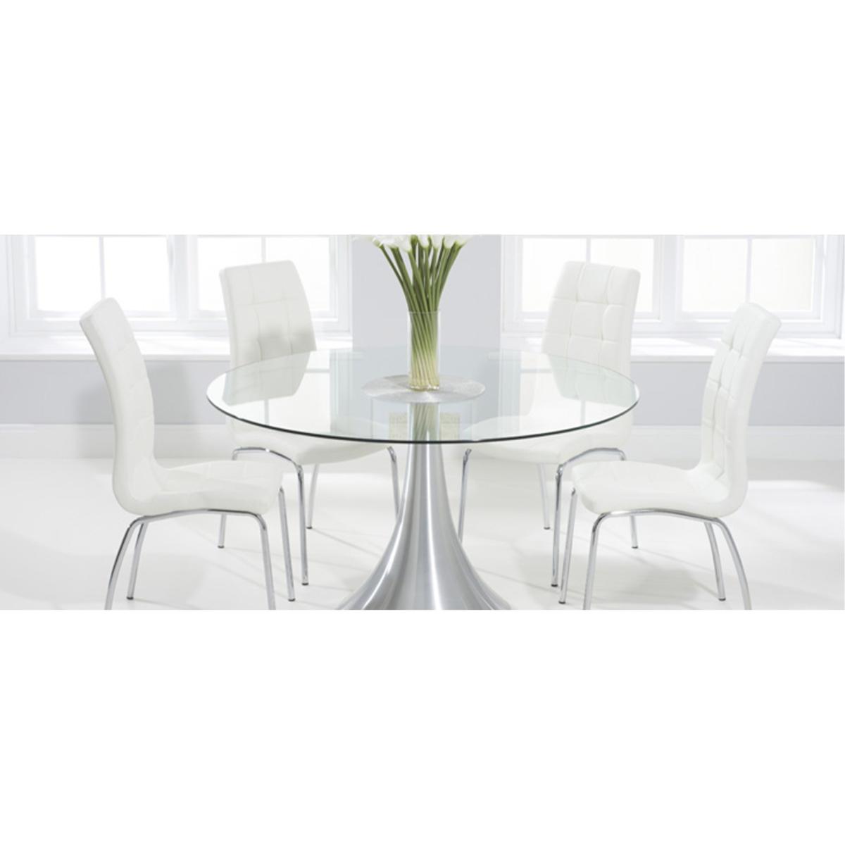 Paloma 135cm Round Glass Dining Table With 4 Black Cavello Chairs – image 13