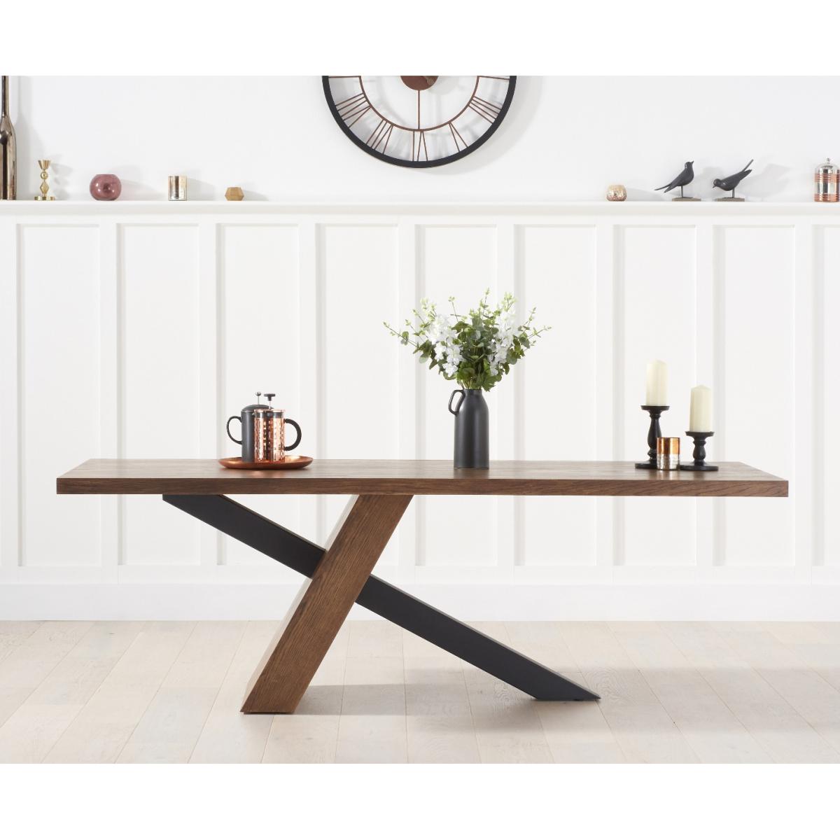 Montana 225cm Black Leg Industrial Dining Table With 8 Brown Brody Antique Dining Chairs – image 3