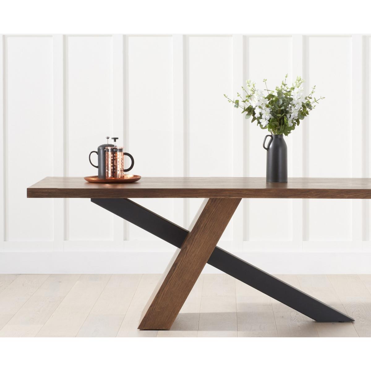 Montana 225cm Black Leg Industrial Dining Table With 8 Brown Brody Antique Dining Chairs – image 5