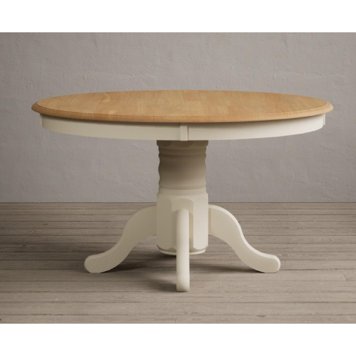 Hertford 120cm Oak and Cream Painted Round Pedestal Table With 6 Linen Hertford Chairs – image 11