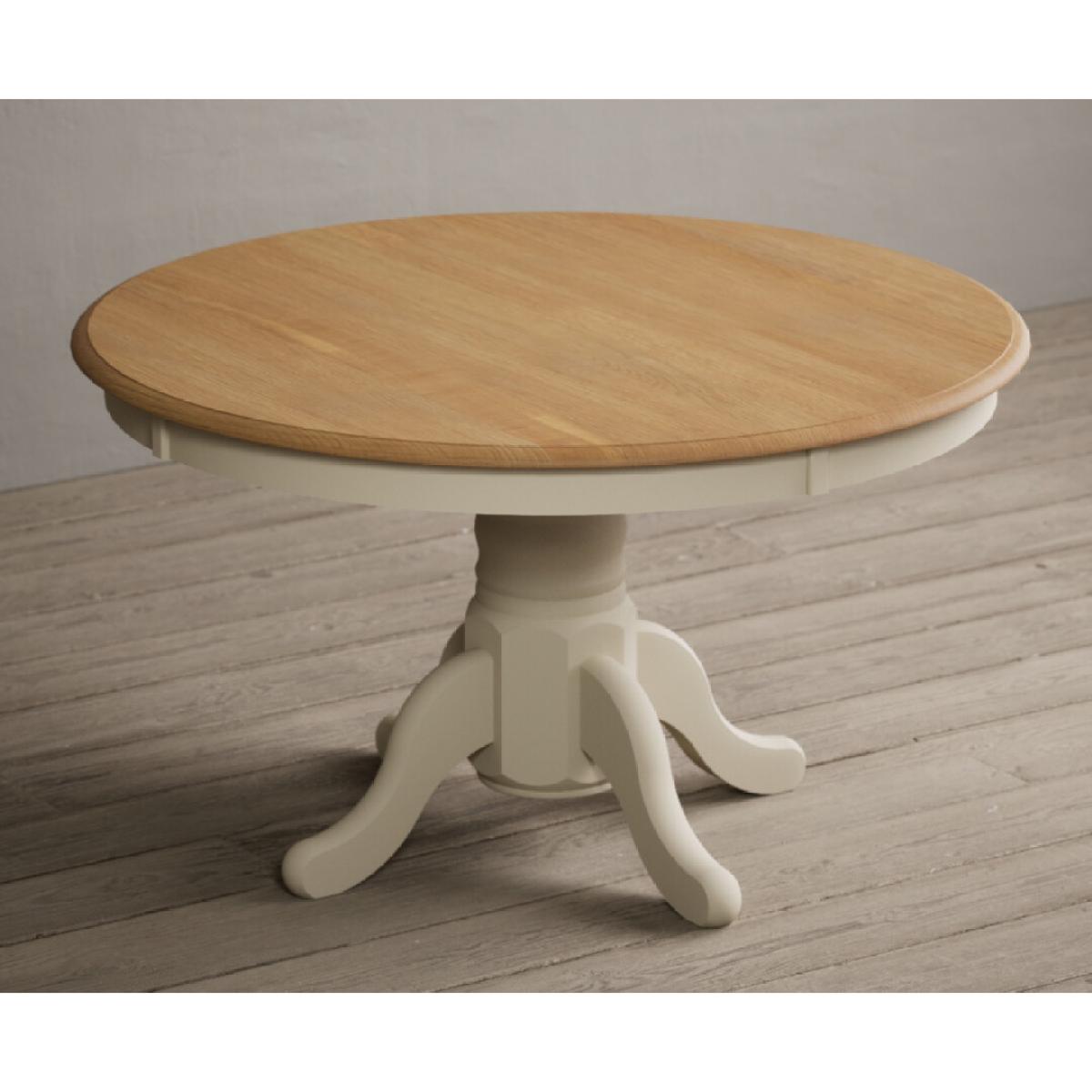 Hertford 120cm Oak and Cream Painted Round Pedestal Table With 6 Linen Hertford Chairs – image 13