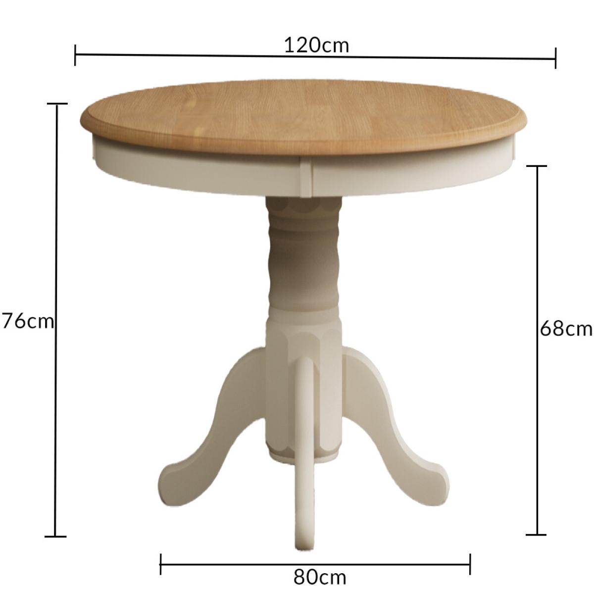 Hertford 120cm Oak and Cream Painted Round Pedestal Table With 6 Linen Hertford Chairs – image 15
