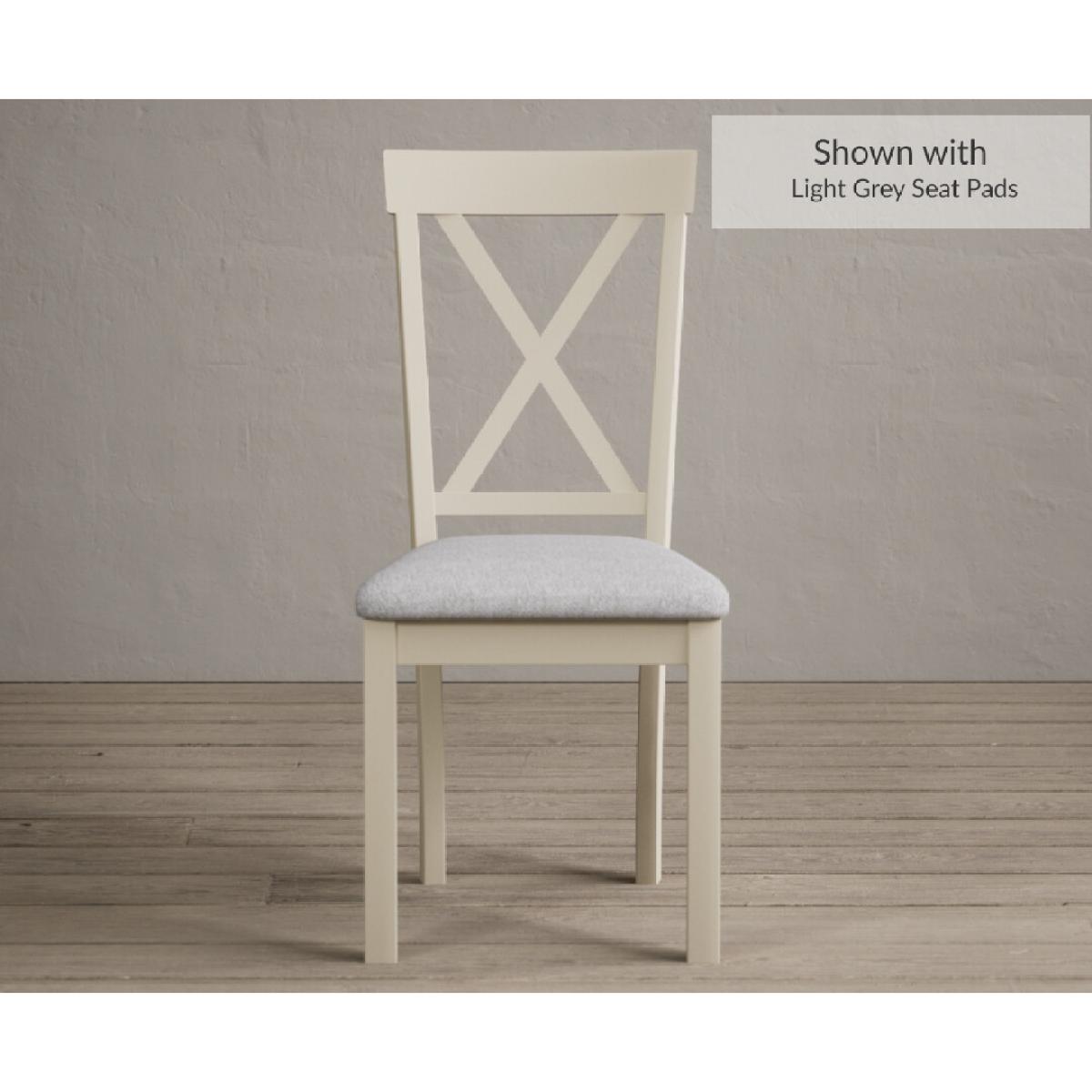 Hertford 120cm Oak and Cream Painted Round Pedestal Table With 6 Linen Hertford Chairs – image 4