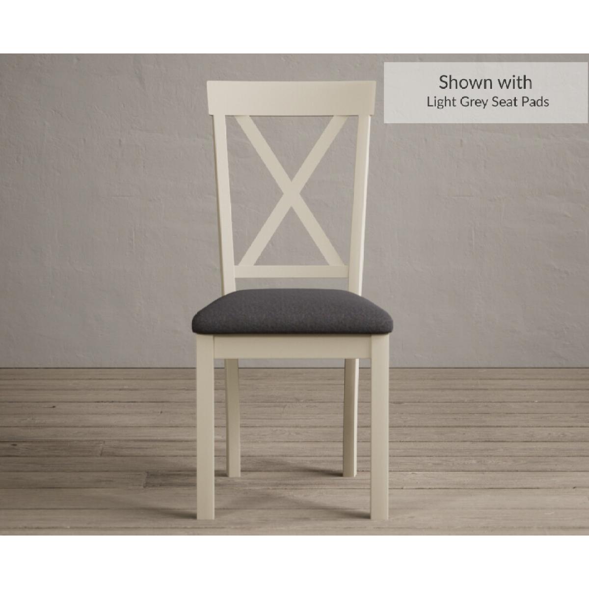 Hertford 120cm Oak and Cream Painted Round Pedestal Table With 6 Linen Hertford Chairs – image 5