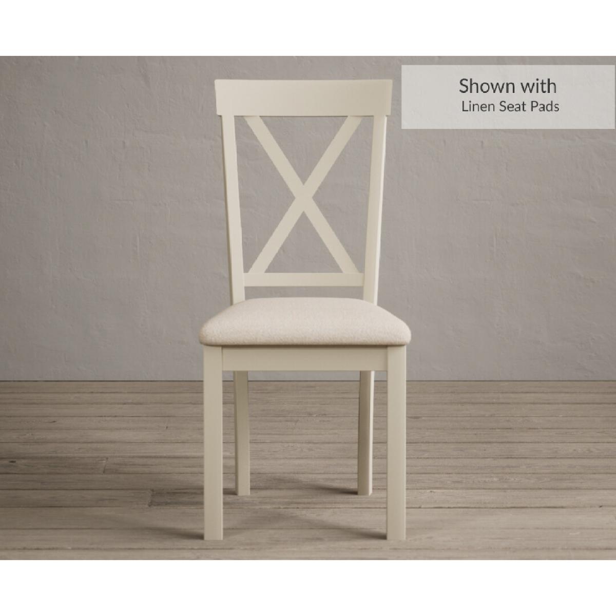 Hertford 120cm Oak and Cream Painted Round Pedestal Table With 6 Linen Hertford Chairs – image 6