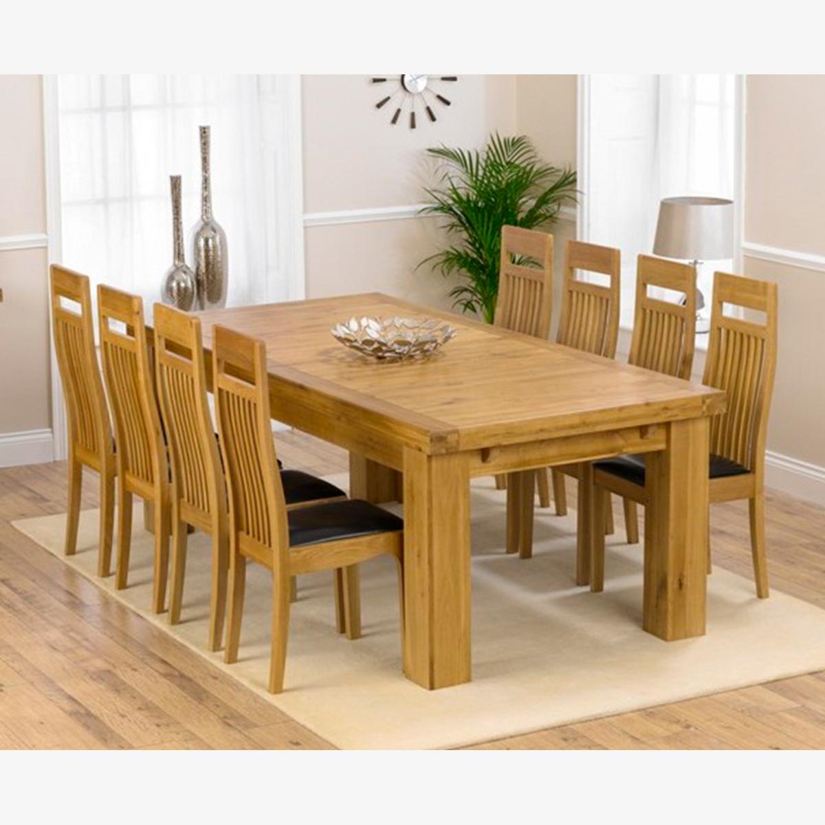 Loire 230cm Solid Oak Extending Dining Table With 12 Grey Monaco Chairs