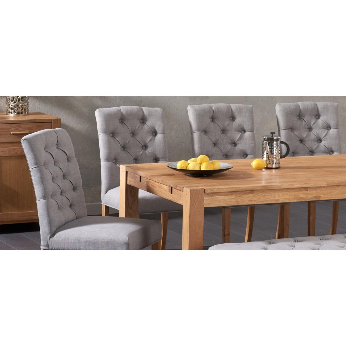 Verona 180cm Solid Oak Dining Table with Claudia Fabric Chairs and Camille Grey Fabric Bench – image 11