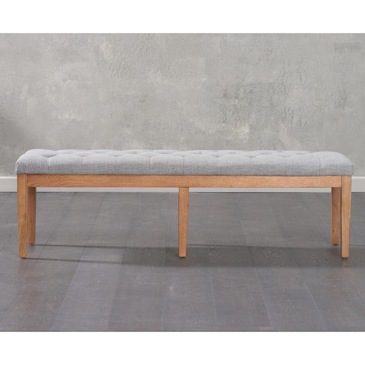 Verona 180cm Solid Oak Dining Table with Claudia Fabric Chairs and Camille Grey Fabric Bench – image 8