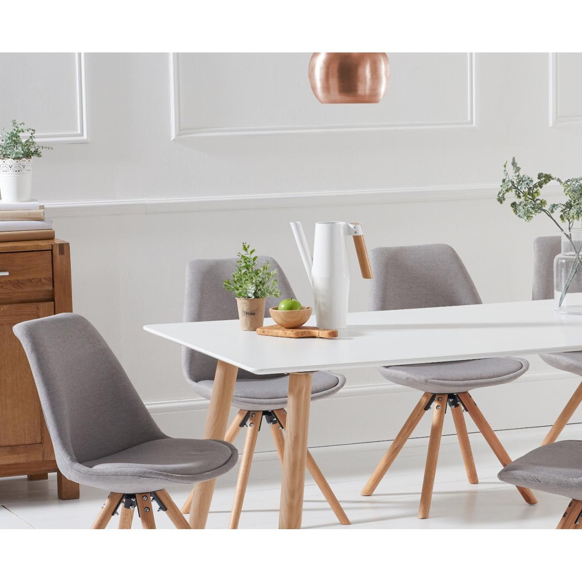 Malmo 180cm White Table With Oscar Round Leg Fabric Chairs – image 2