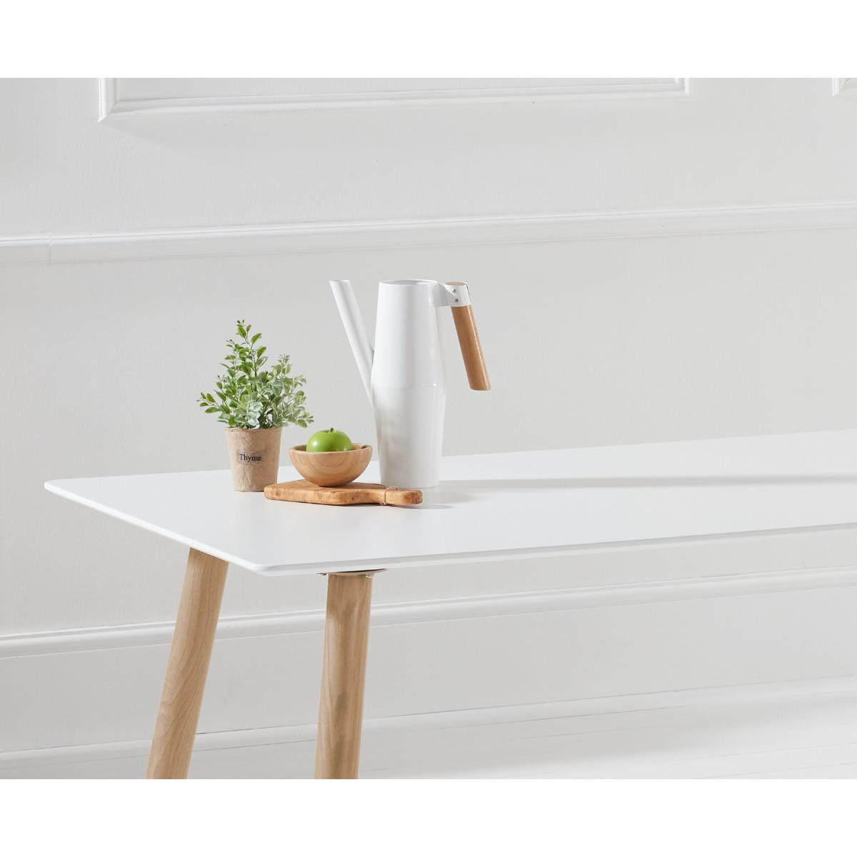 Malmo 180cm White Table With Oscar Round Leg Fabric Chairs – image 4