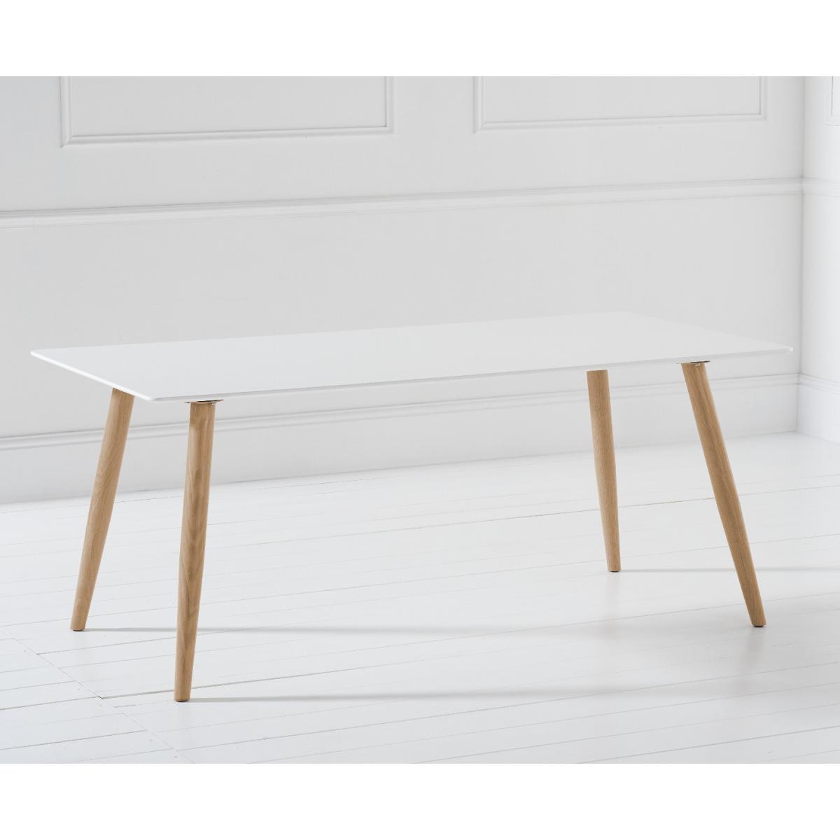 Malmo 180cm White Table With Oscar Round Leg Fabric Chairs – image 5