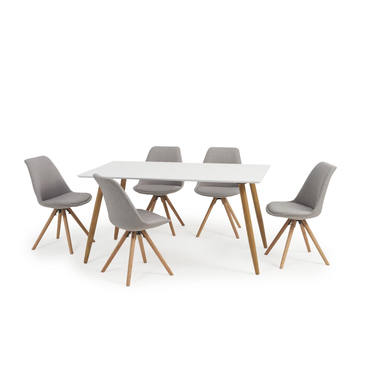 Malmo 180cm White Table With Oscar Round Leg Fabric Chairs – image 8