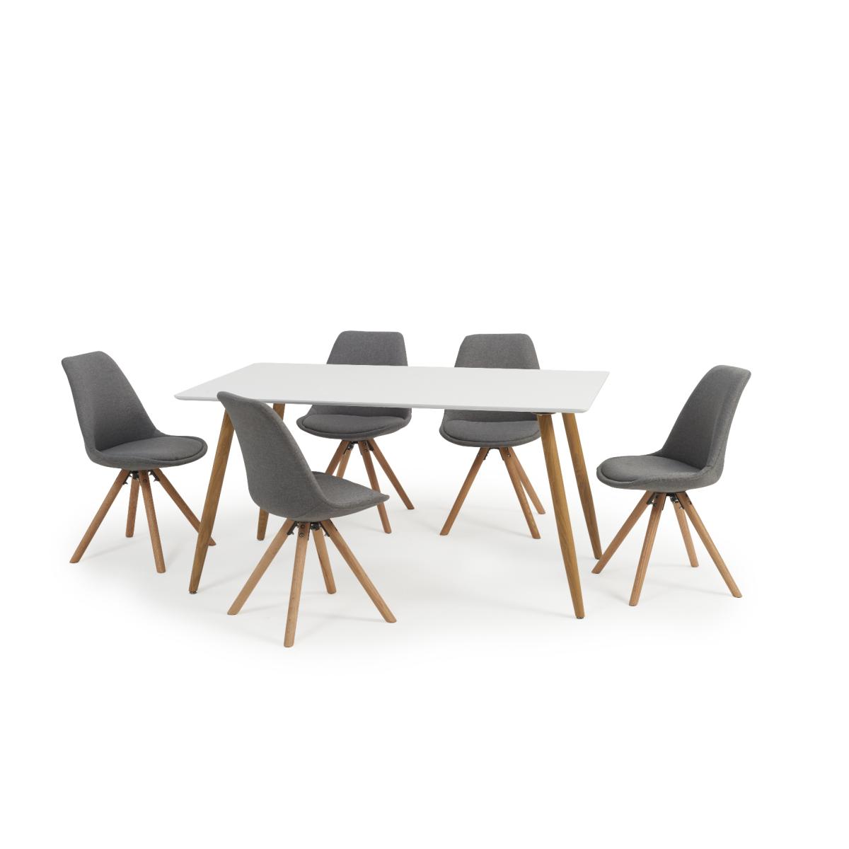 Malmo 180cm White Table With Oscar Round Leg Fabric Chairs – image 9