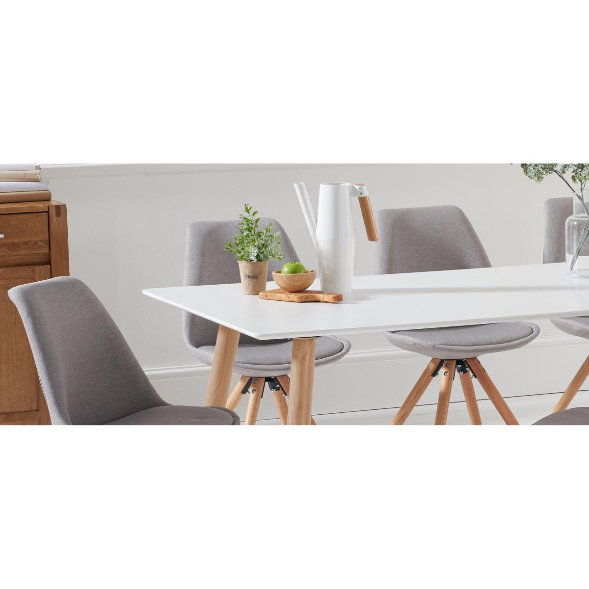 Malmo 180cm White Table With Oscar Round Leg Fabric Chairs – image 10