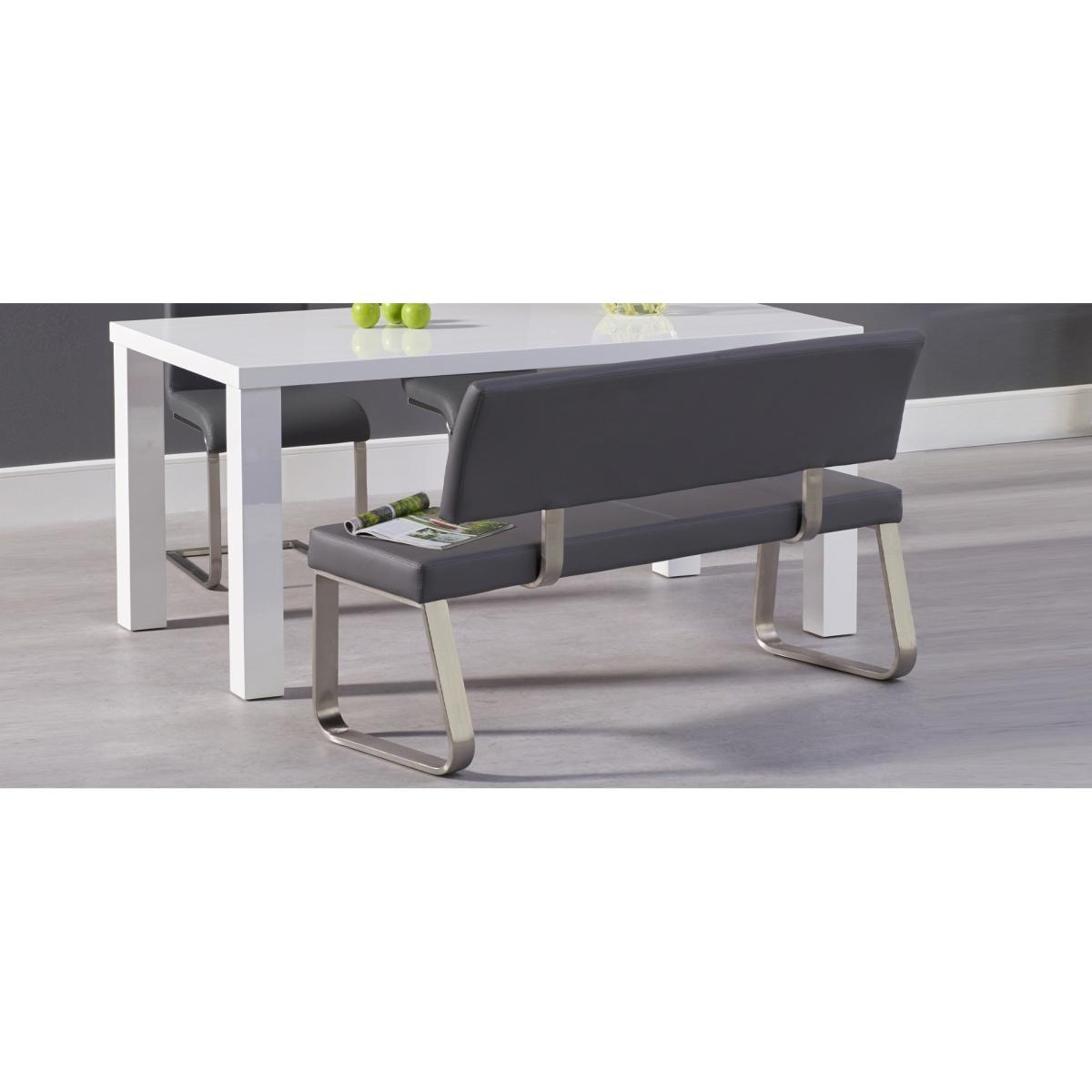 Atlanta 160cm White High Gloss Dining Table With 4 Grey Austin Chairs And 2 Malaga Grey Benches – image 27