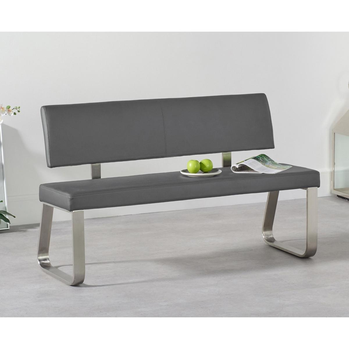 Atlanta 160cm White High Gloss Dining Table With 4 Grey Austin Chairs And 2 Malaga Grey Benches – image 8