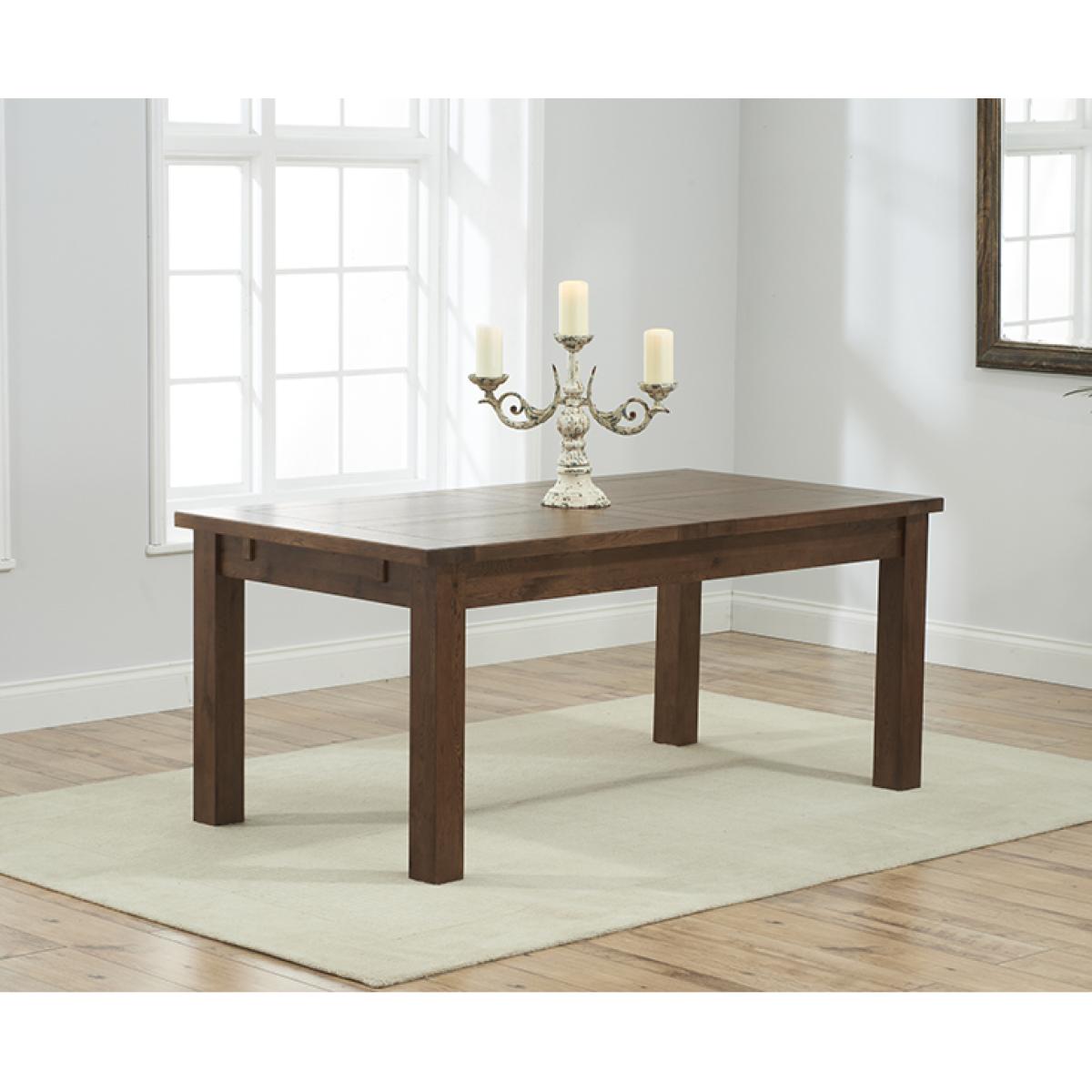 Normandy 180cm Dark Solid Oak Extending Dining Table with Safia Fabric Dark Oak Leg Chairs - Cream, 4 Chairs – image 2