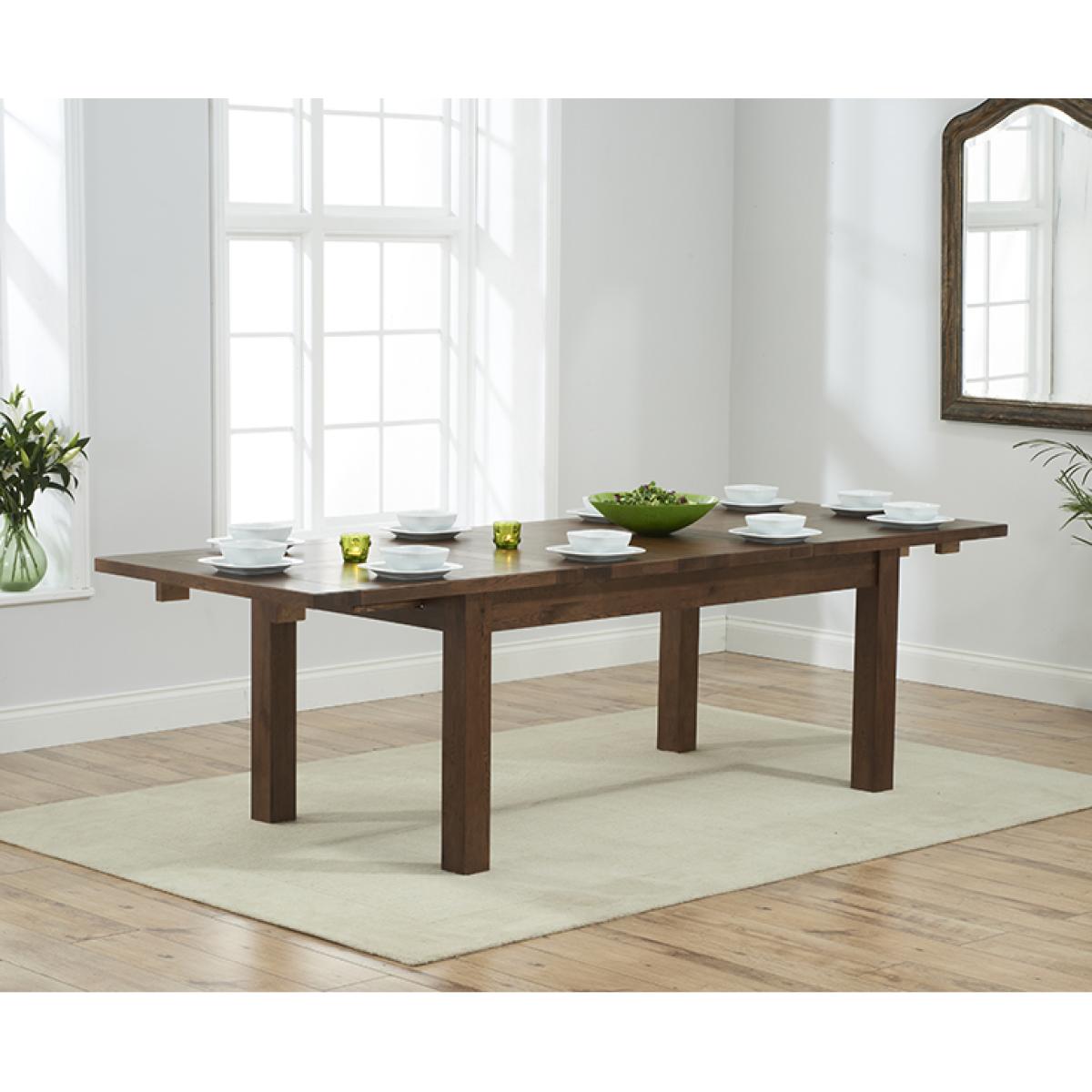 Normandy 180cm Dark Solid Oak Extending Dining Table with Safia Fabric Dark Oak Leg Chairs - Cream, 4 Chairs – image 4