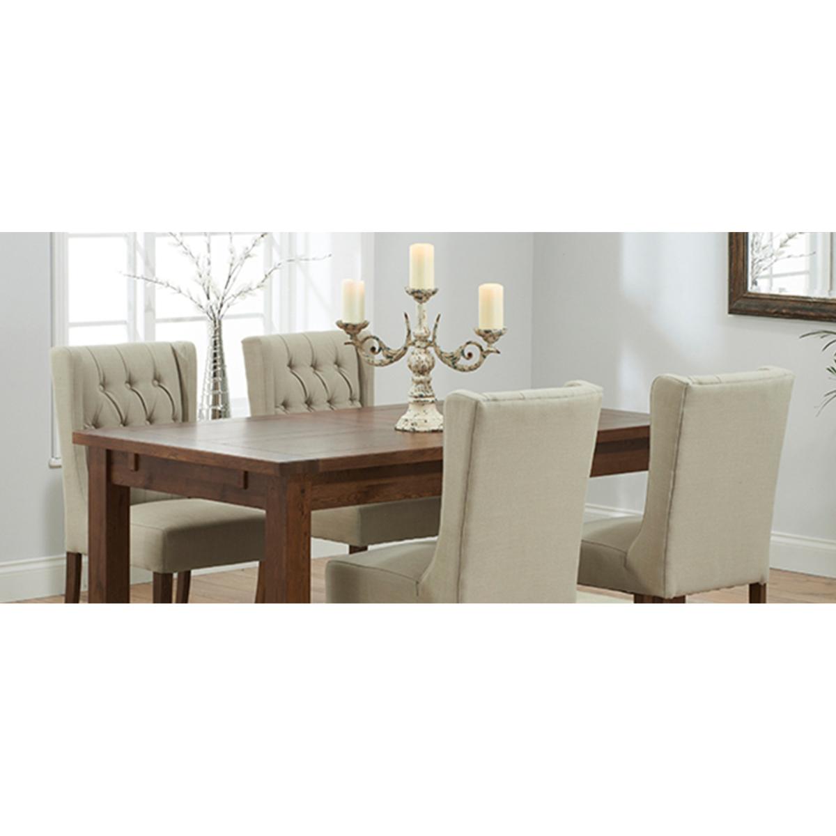 Normandy 180cm Dark Solid Oak Extending Dining Table with Safia Fabric Dark Oak Leg Chairs - Cream, 4 Chairs – image 8
