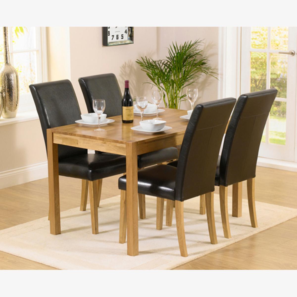 Oxford 120cm Solid Oak Dining Table With 6 Black Albany Chairs – image 1