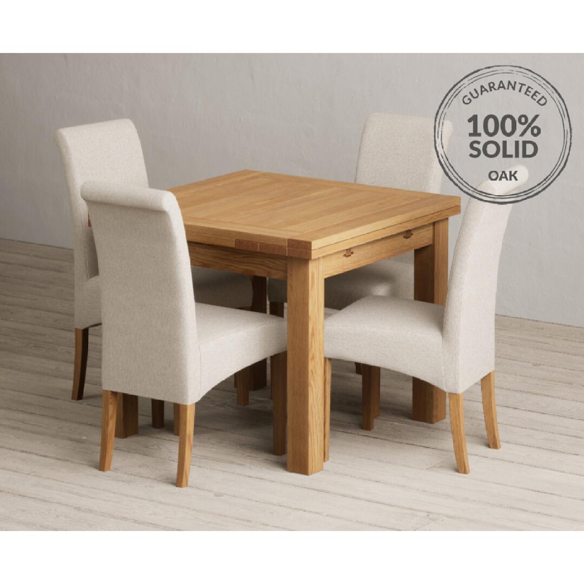 Extending Buxton 90cm Solid Oak Dining Table with 6 Charcoal Grey Scroll Back Chairs – image 11