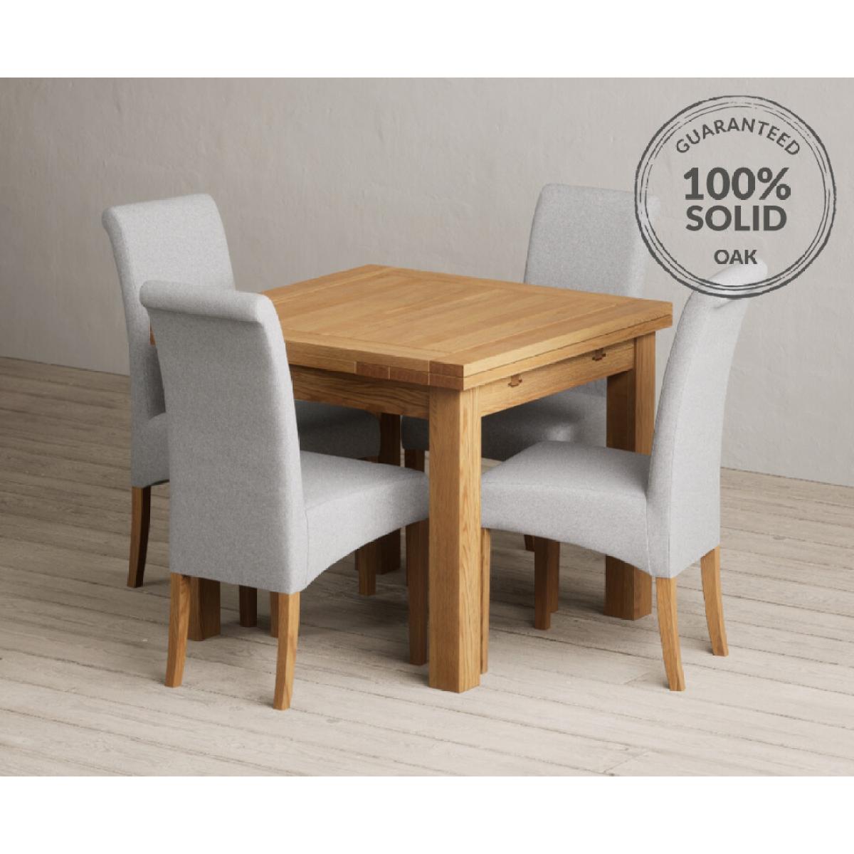 Extending Buxton 90cm Solid Oak Dining Table with 6 Charcoal Grey Scroll Back Chairs – image 12