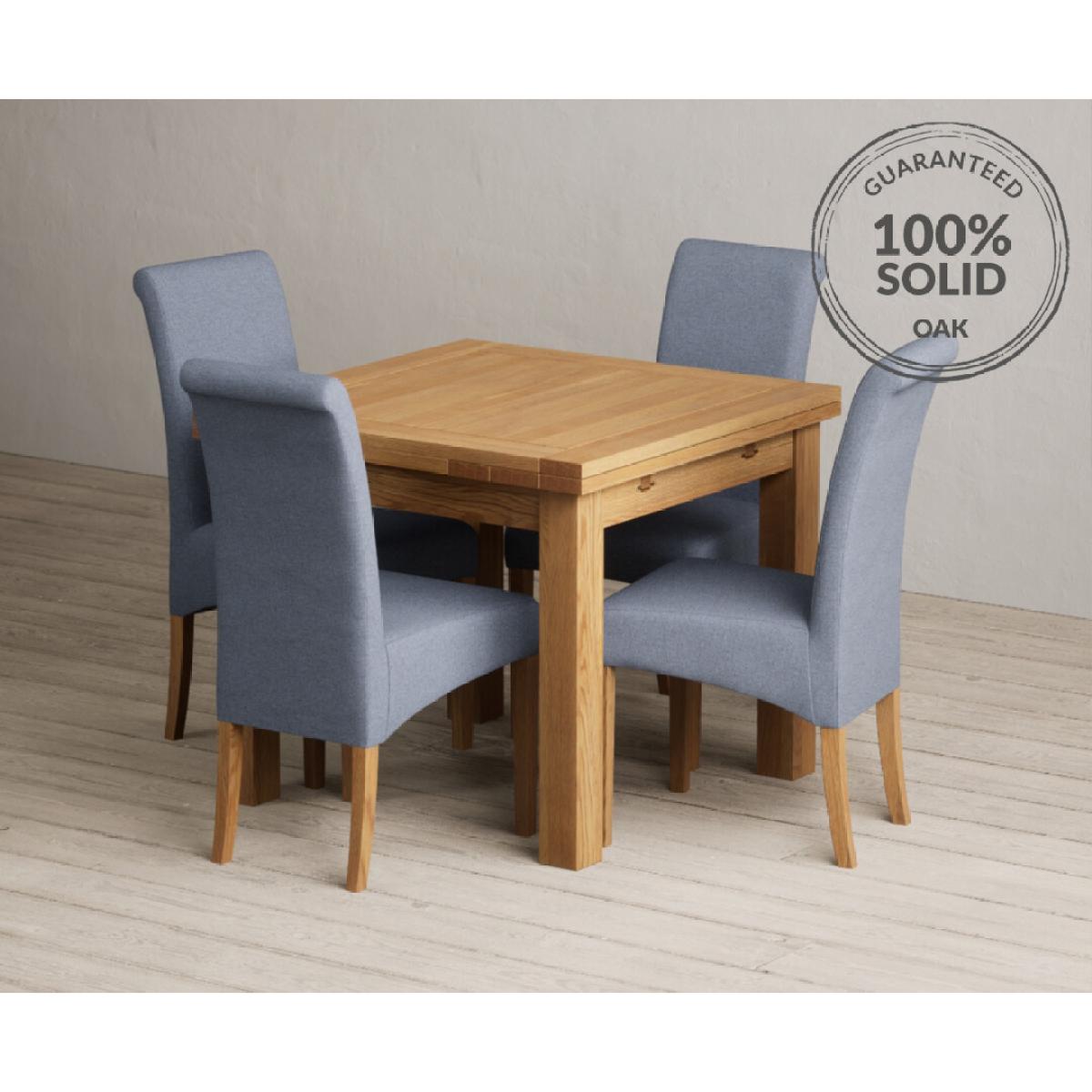 Extending Buxton 90cm Solid Oak Dining Table with 6 Charcoal Grey Scroll Back Chairs – image 13