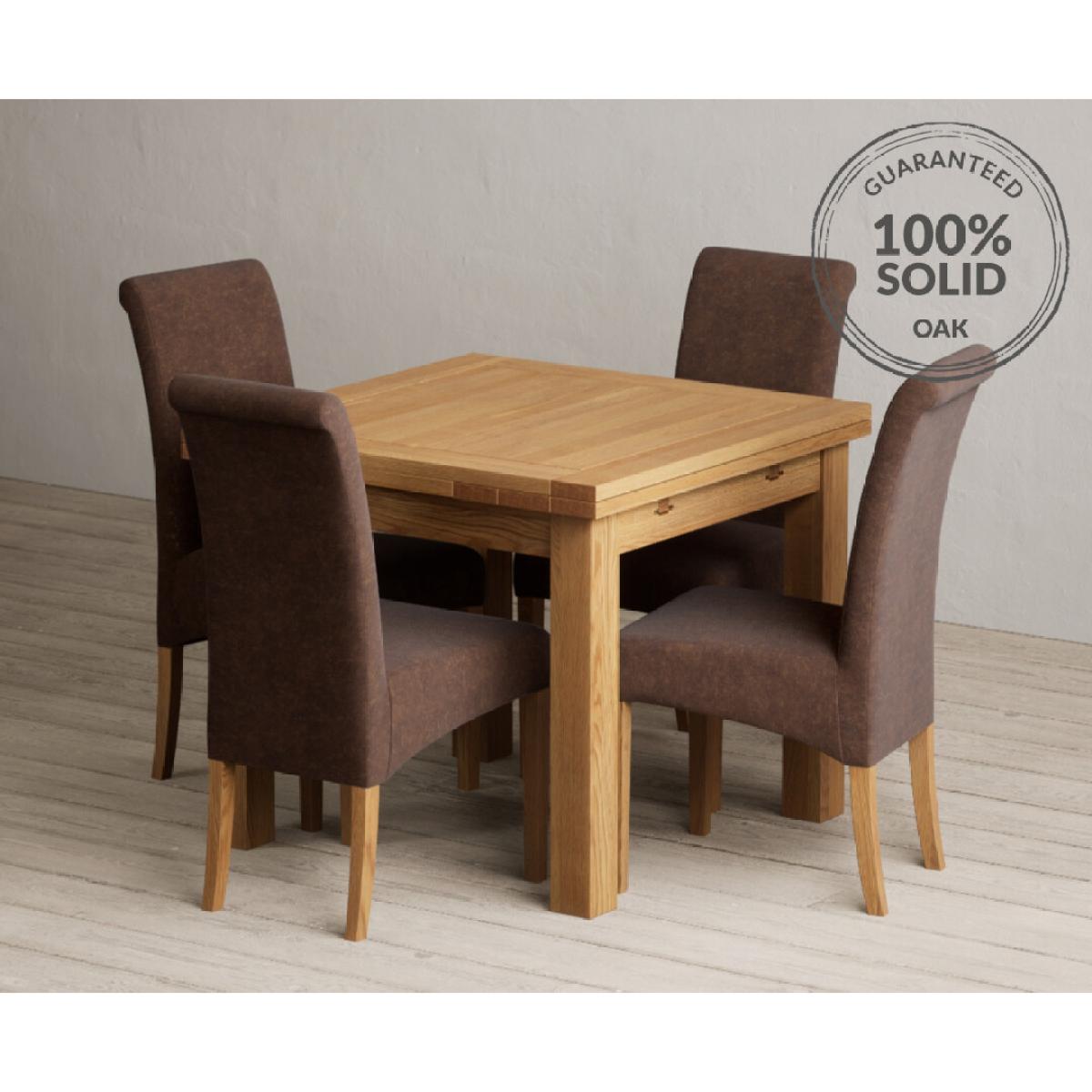 Extending Buxton 90cm Solid Oak Dining Table with 6 Charcoal Grey Scroll Back Chairs – image 14