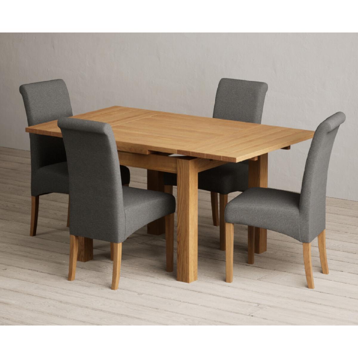 Extending Buxton 90cm Solid Oak Dining Table with 6 Charcoal Grey Scroll Back Chairs – image 6