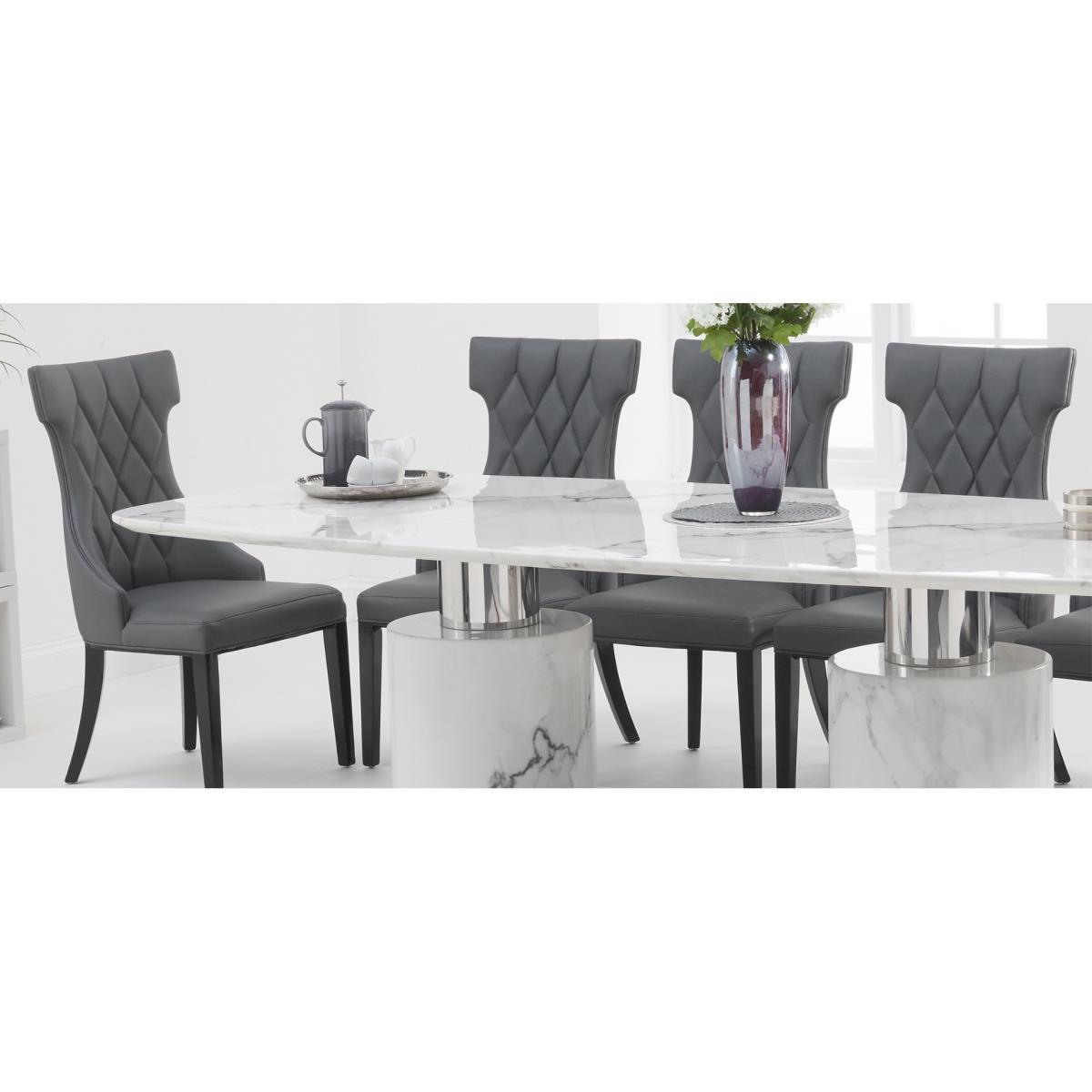 Antonio 220cm White Marble Table with Freya Chairs - Black, 6 Chairs – image 11