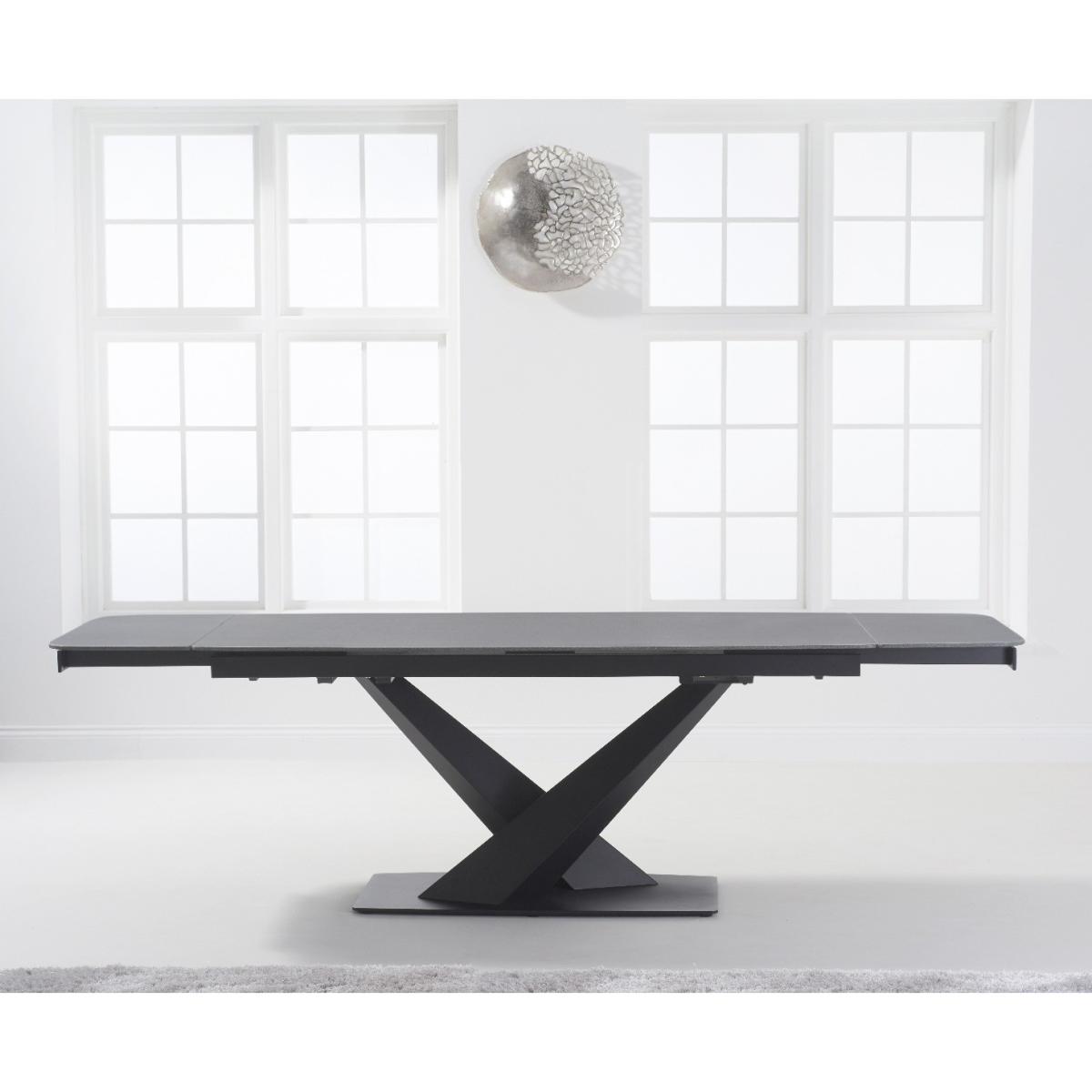 Extending Jacob 180cm Grey Stone Dining Table with 6 Grey Hendrick Chairs – image 5