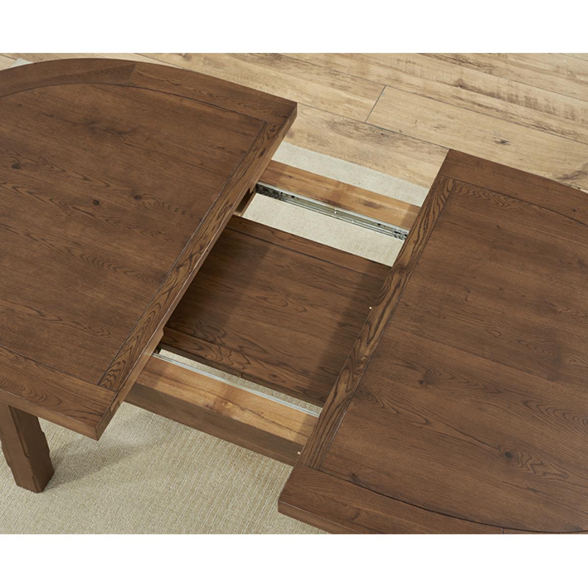 Extending Caversham Dark Oak Dining Table with 6 Grey Francois Chairs – image 5