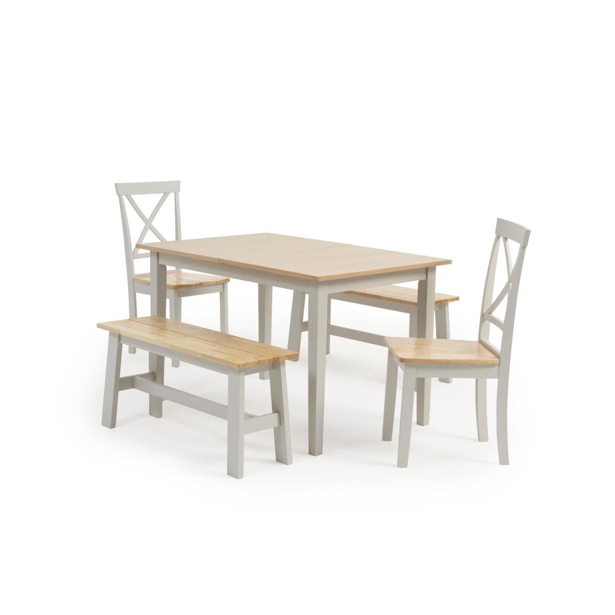 Chiltern 120cm Extending Grey And Oak Table With Epsom Chairs and Bench - Oak and Grey, 2 Chairs – image 11