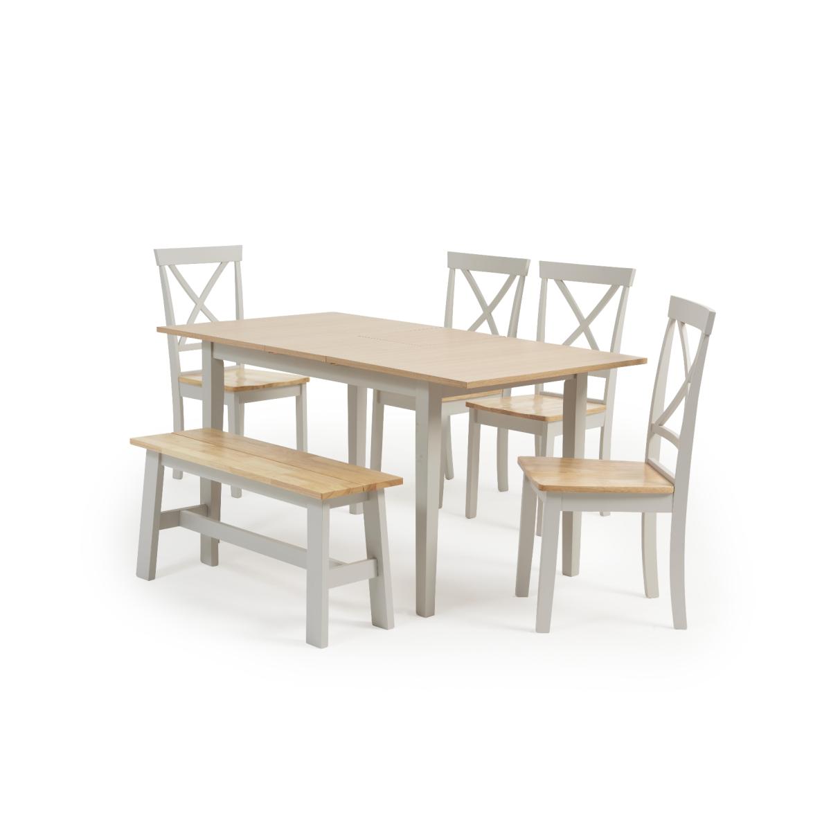 Chiltern 120cm Extending Grey And Oak Table With Epsom Chairs and Bench - Oak and Grey, 2 Chairs – image 12