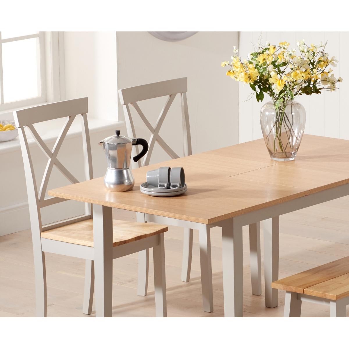 Chiltern 120cm Extending Grey And Oak Table With Epsom Chairs and Bench - Oak and Grey, 2 Chairs – image 3