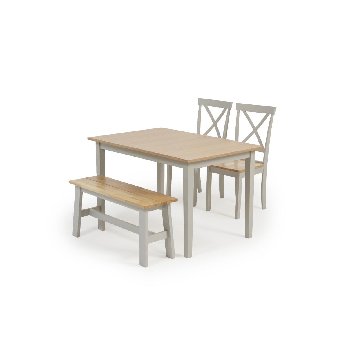 Chiltern 120cm Extending Grey And Oak Table With Epsom Chairs and Bench - Oak and Grey, 2 Chairs – image 10